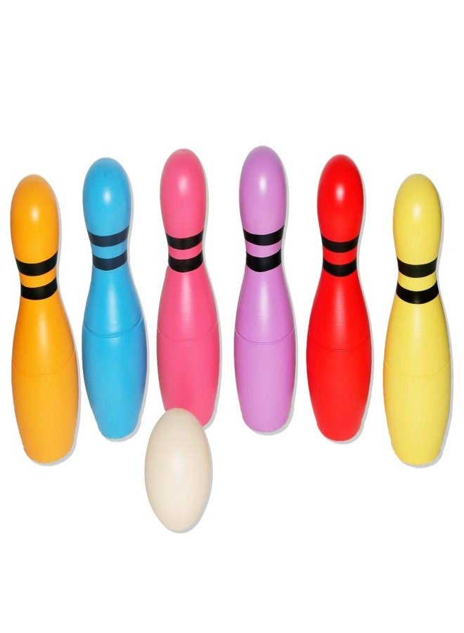 VParents Wooden Apple Balance Board and Wooden Mini Bowling Pins Toy Set (3-8 Years) - Indoor & Outdoor Activity Fitness Toy for Kids (Multi colour) - Image 2